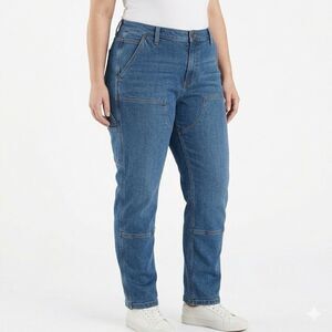 Carhartt Womens Rugged Flex Relaxed Fit Double Front Work Jeans Blue Size 18